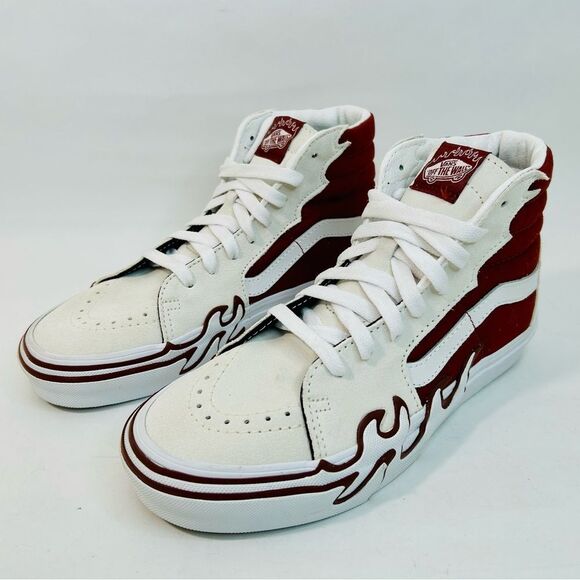 NEW Vans Sk8 Hi Flame White Tawny Port size 7.5 - Picture 1 of 13